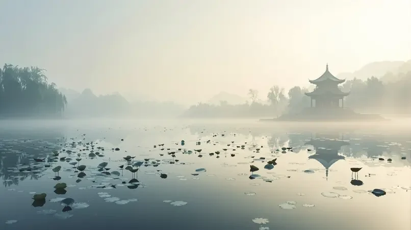 西湖晨雾